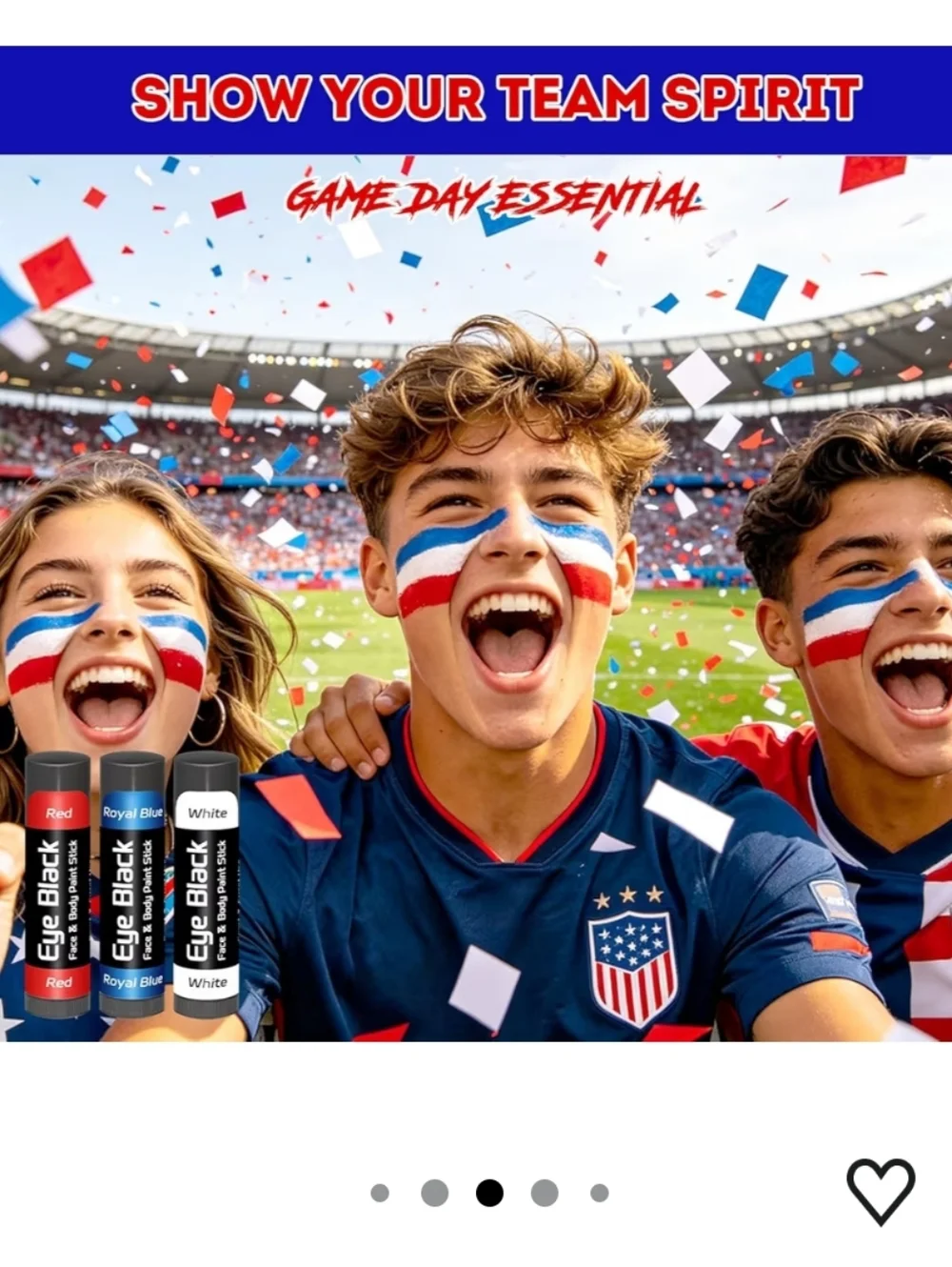 14 Pack Red White Blue Sports Eye Black for Baseball Football